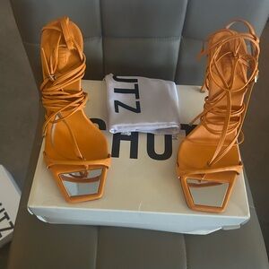 SCHUTZ Women's Bold Orange Lace-Up Heels